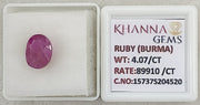 4.07/CT Natural Old Burma Ruby with IIGJ Govt. Lab Certificate-15737S204520